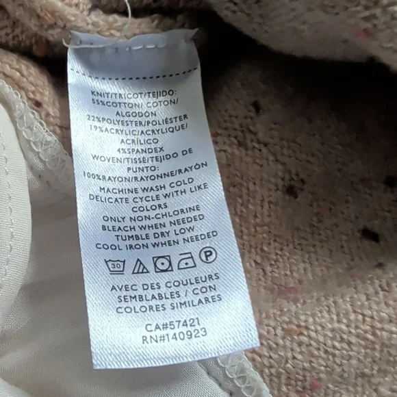 Neutral Marled Sweater Peter Pan Collar and Layered Shirt Hemline - Picture 7 of 12